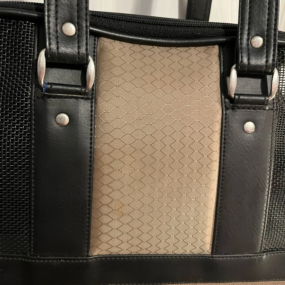 Stylish Black and Brown Dog Carrier Like New